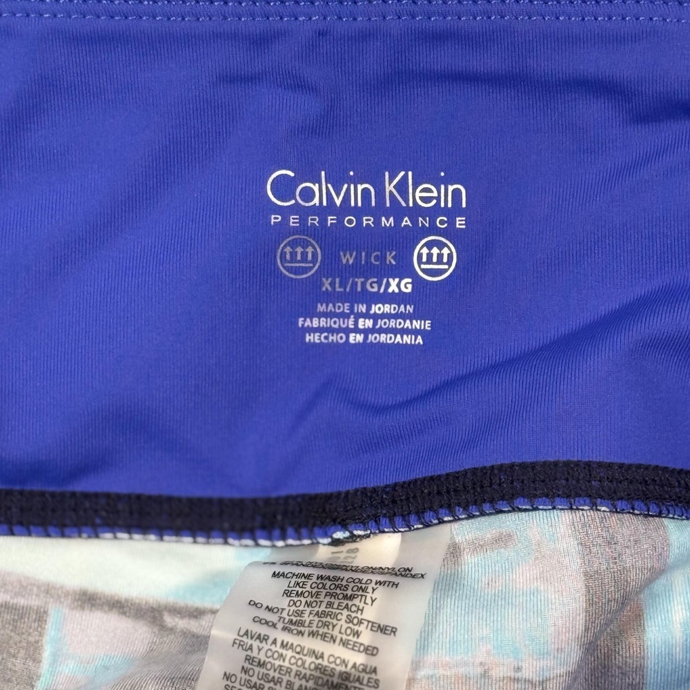 Calvin Klein Performance XL Cropped Legging Blue Abstract Print Ankle Activewear - Picture 4 of 11